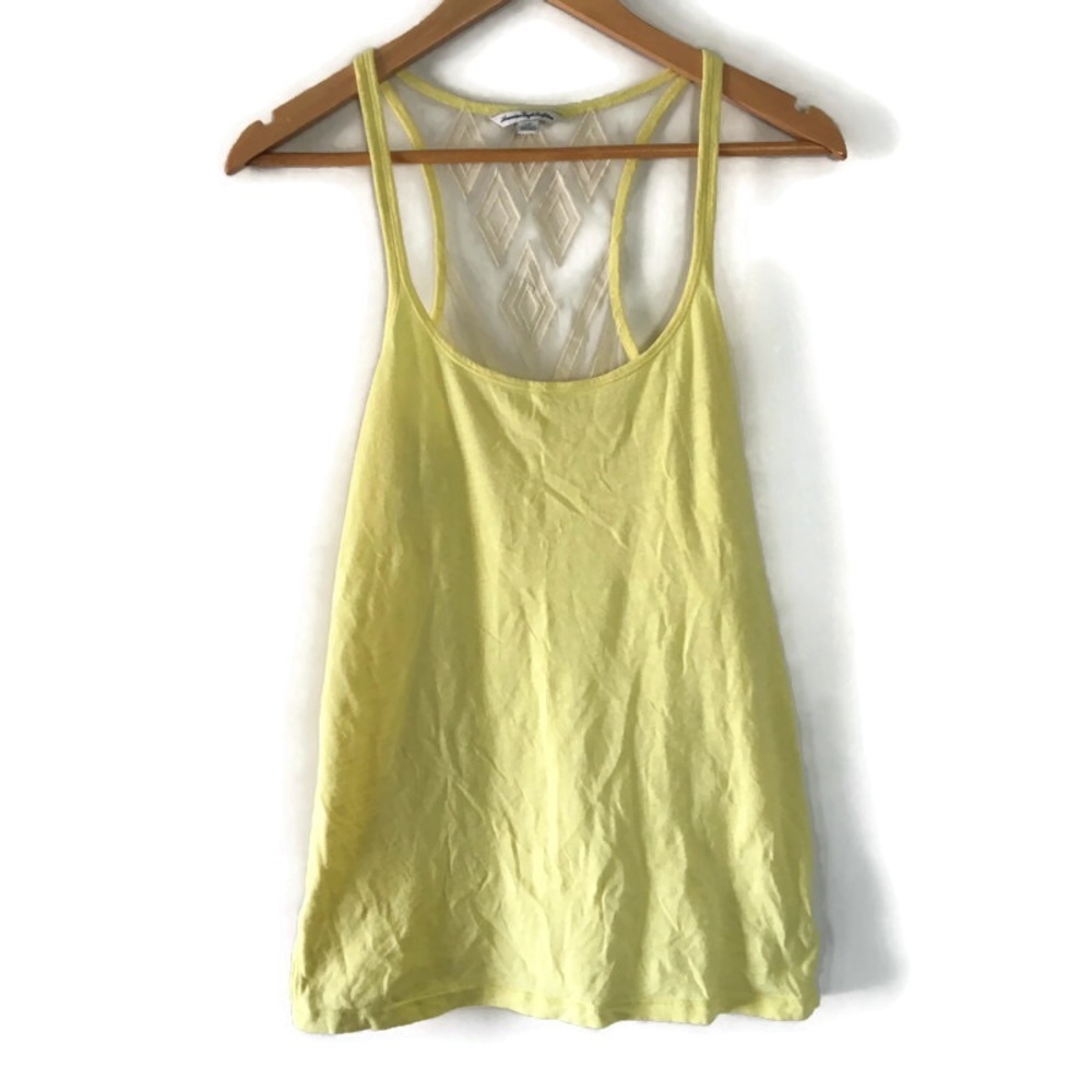 AMERICAN EAGLE yellow racerback tank mesh